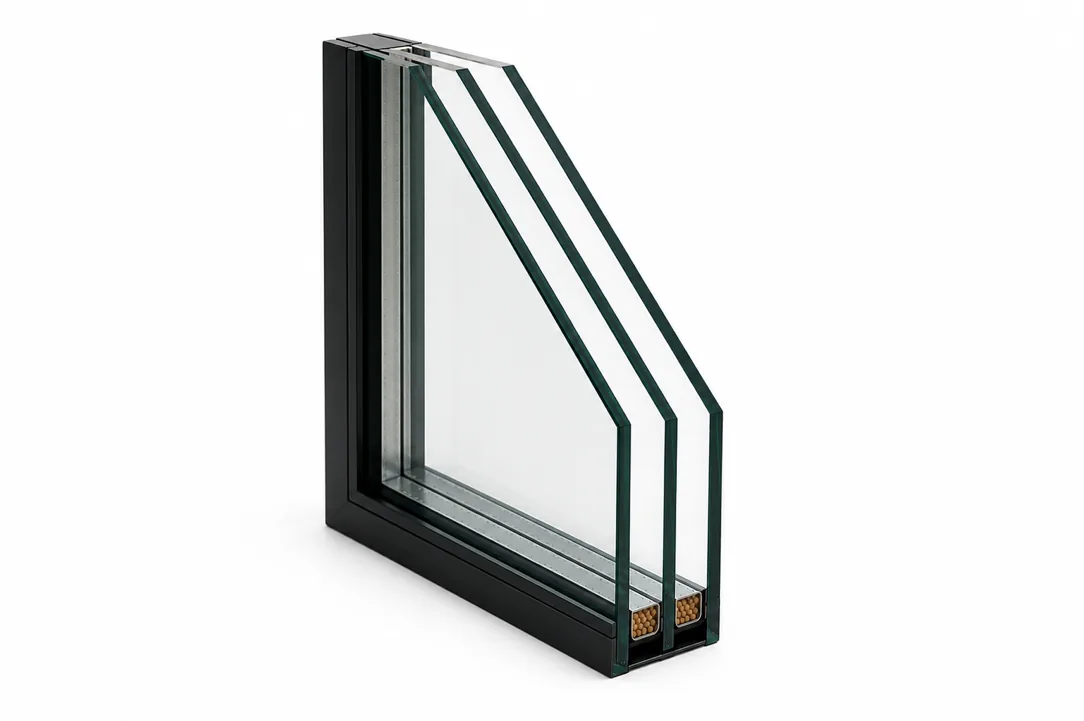 Doorsnede triple glas met twee argonvullingen